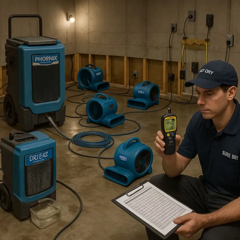 Structural Drying and Dehumidification process in Chisago County, MN